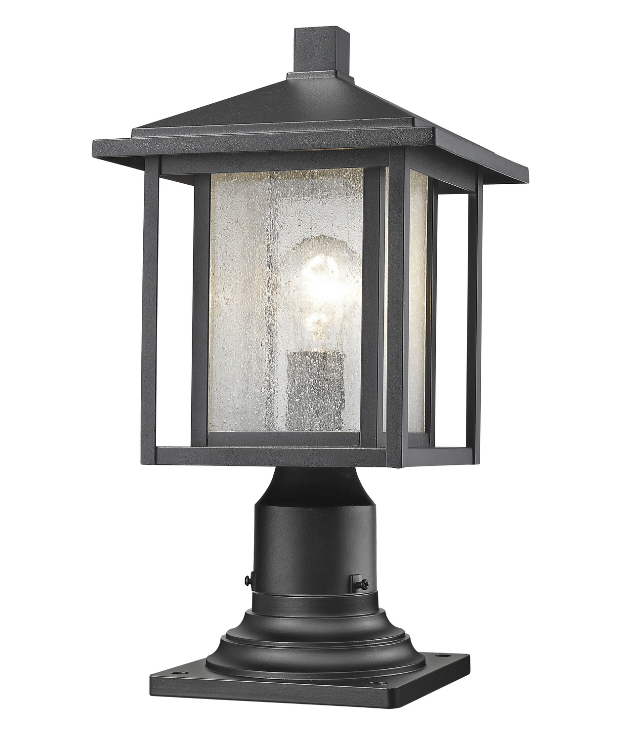 One Light Outdoor Pier Mounted Fixture by Z-Lite - Aspen Collection, Black Finish - 554PHM-533PM-BK