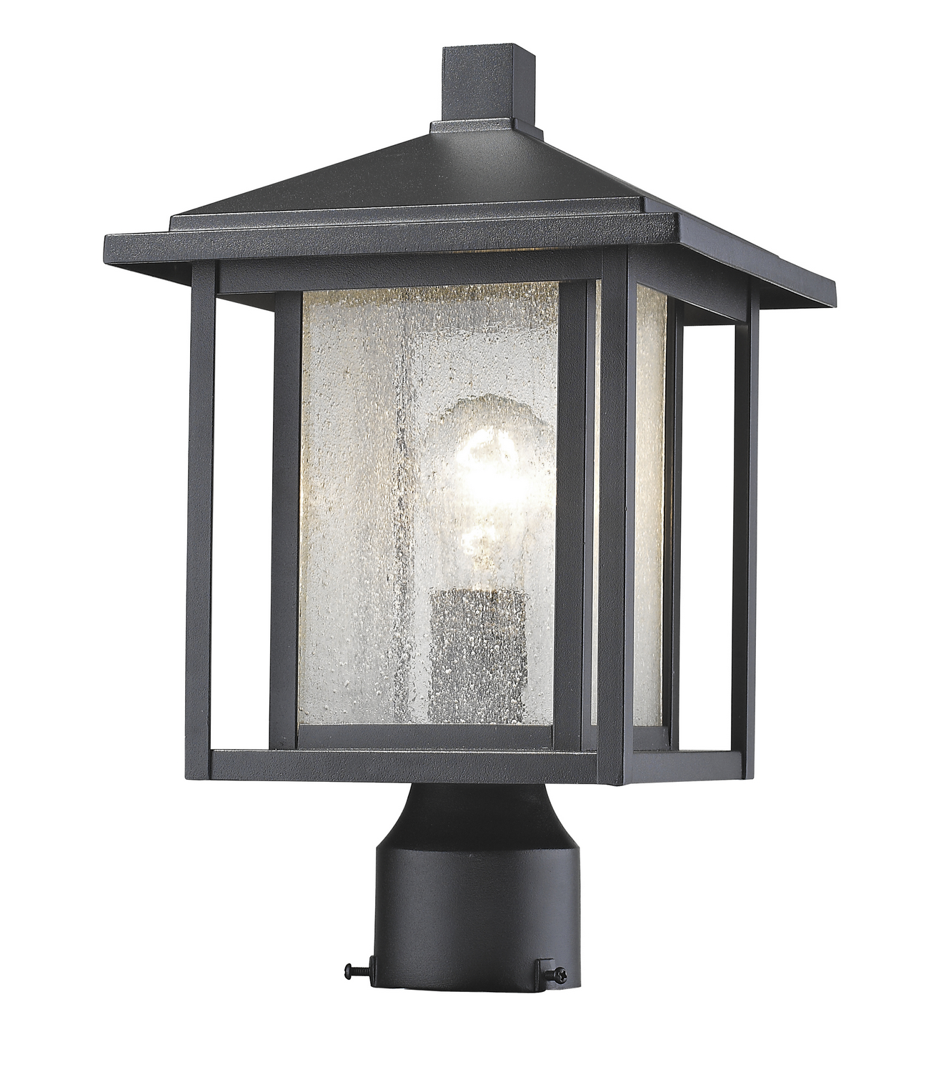 One Light Outdoor Post Mount Fixture by Z-Lite - Aspen Collection, Black Finish - 554PHM-BK