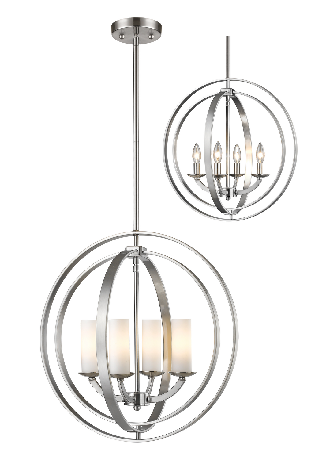 Four Light Chandelier by Z-Lite - Ashling Collection, Brushed Nickel Finish - 6002-4S-BN