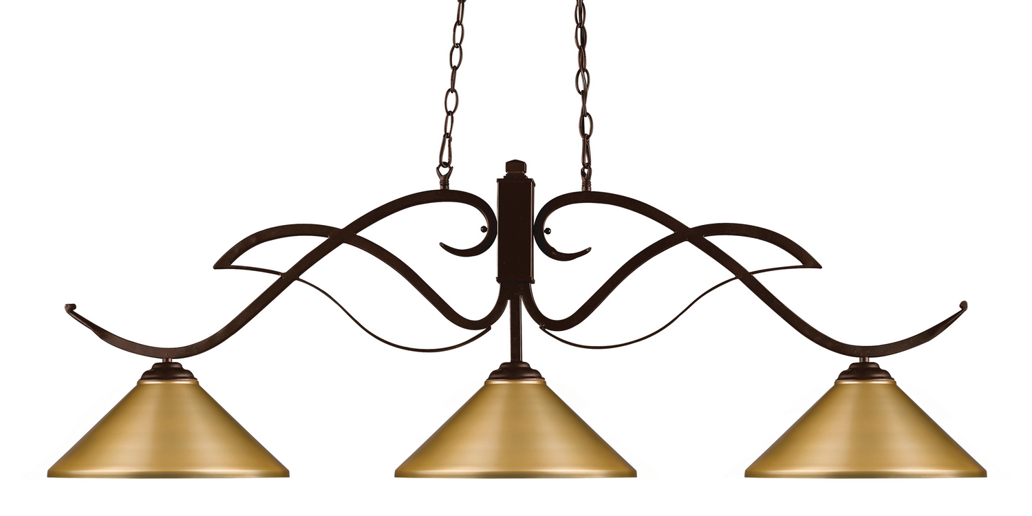 Three Light Billiard by Z-Lite - Phoenix Collection, Bronze Finish - 126BRZ-MSG