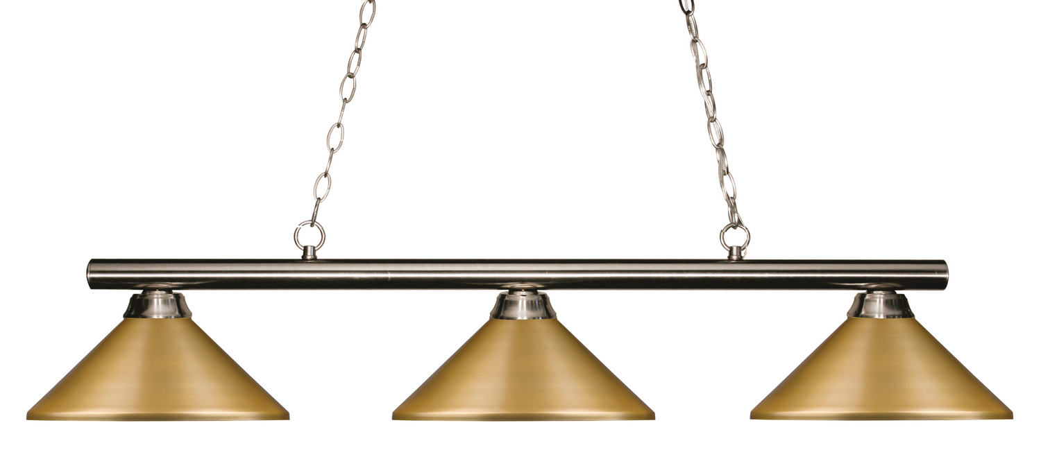 Three Light Billiard by Z-Lite - Sharp Shooter Collection, Brushed Nickel Finish - 155-3BN-MSG