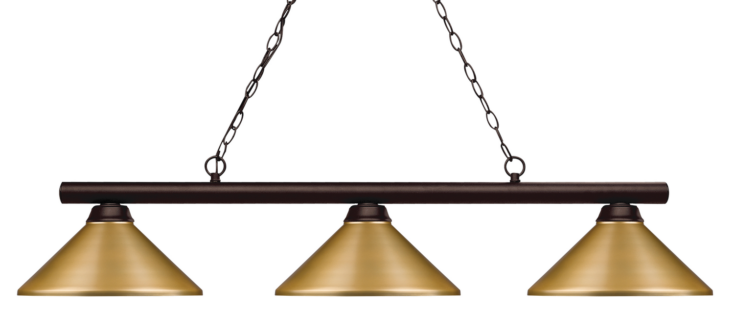 Three Light Billiard by Z-Lite - Shooter Collection, Bronze Finish - 155-3BRZ-MSG