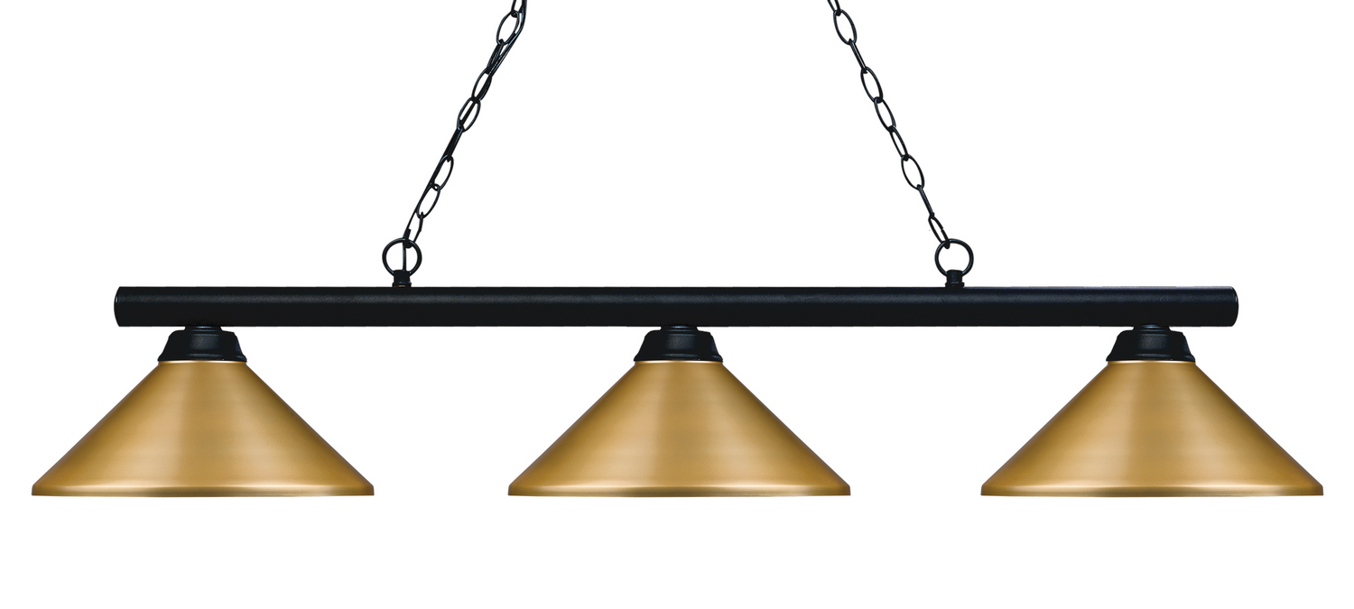 Three Light Billiard by Z-Lite - Sharp Shooter Collection, Matte Black Finish - 155-3MB-MSG