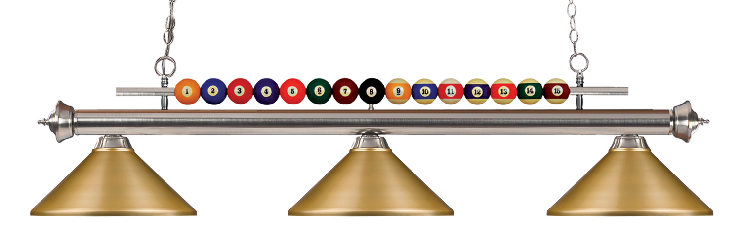 Three Light Billiard by Z-Lite - Shark Collection, Brushed Nickel Finish - 170BN-MSG