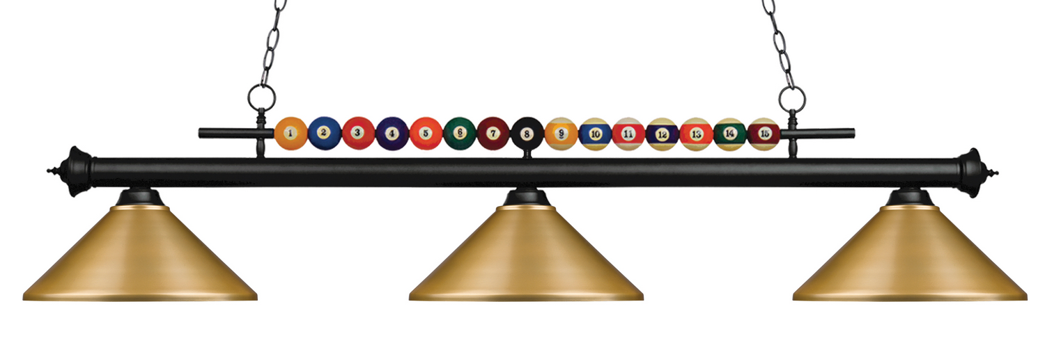 Three Light Billiard by Z-Lite - Shark Collection, Matte Black Finish - 170MB-MSG