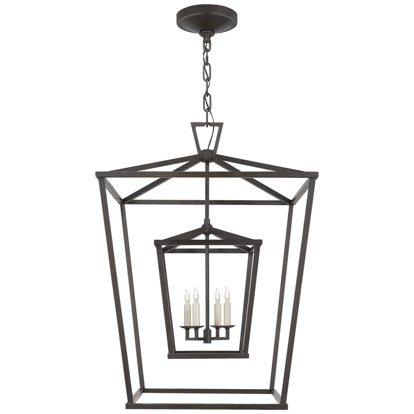 Visual Comfort Signature Darlana Double Cage Four Light Lantern in Aged Iron - CHC 2179AI