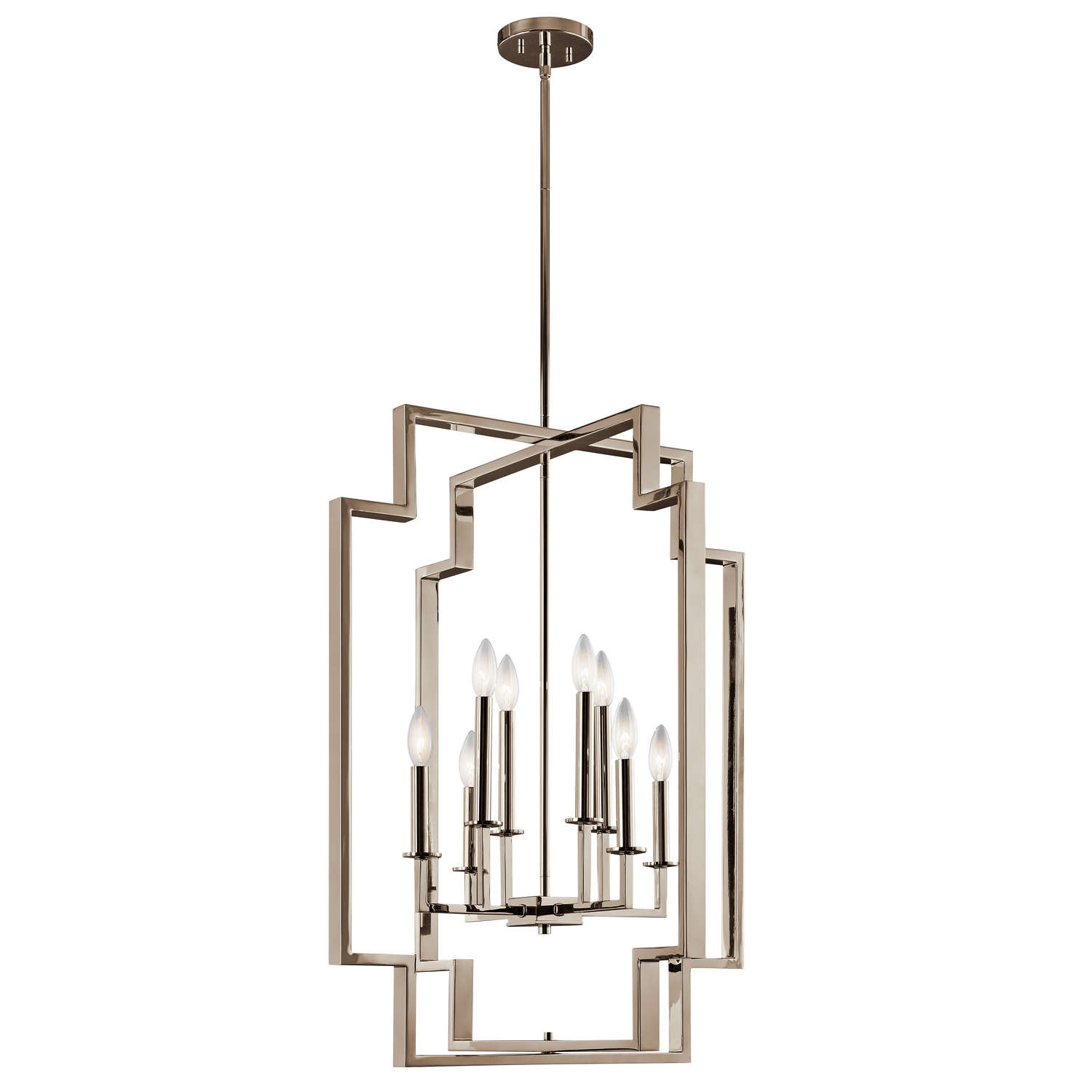 Kichler Downtown Deco Eight Light Foyer Chandelier in Polished Nickel - 43966PN