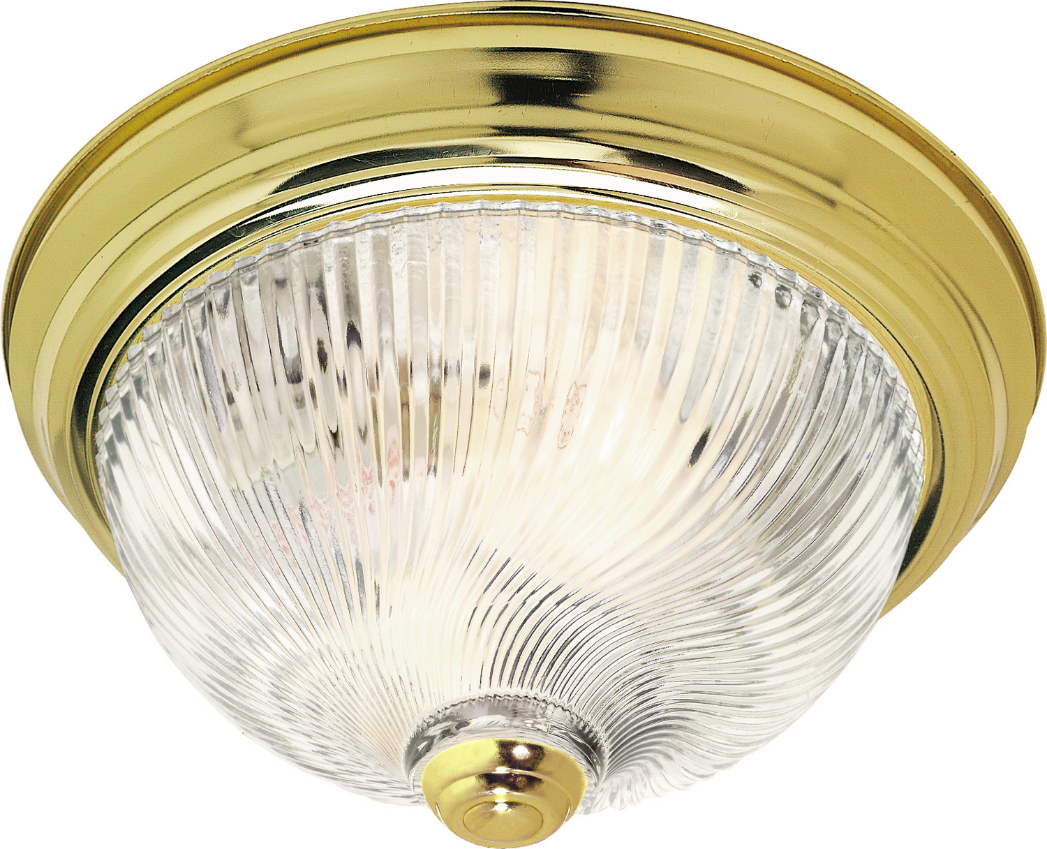 NUVO 76-026 3 LIGHT - 15" - FLUSH MOUNT - CLEAR RIBBED SWIRL GLASS SWIRL GLASS CEILING FIXTURE 15"D