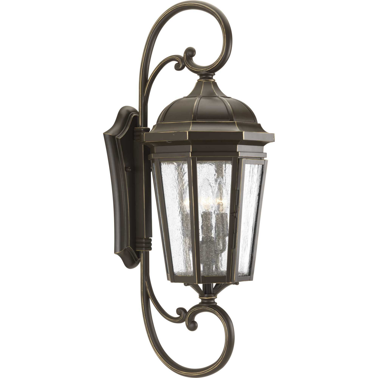 Antique Bronze Three Light Large Wall Lantern from the Verdae Collection
