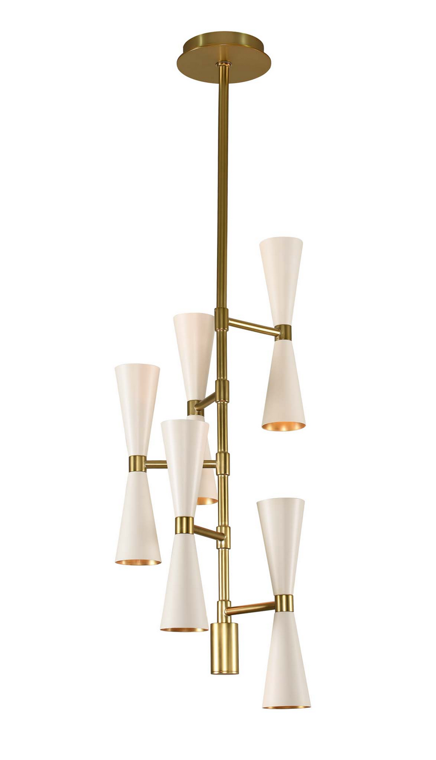 Kalco Milo LED Chandelier in White and Vintage Brass - 310472WVB