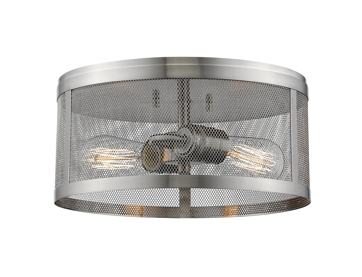 Two Light Flush Mount by Z-Lite - Meshsmith Collection, Brushed Nickel Finish - 331F12-BN