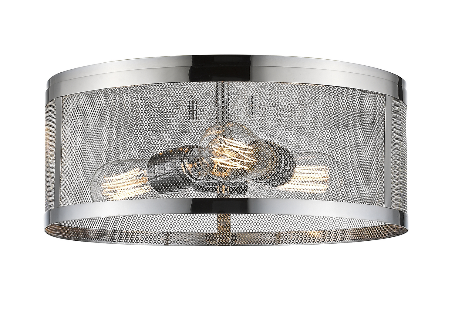 Three Light Flush Mount by Z-Lite - Meshsmith Collection, Chrome Finish - 331F14-CH