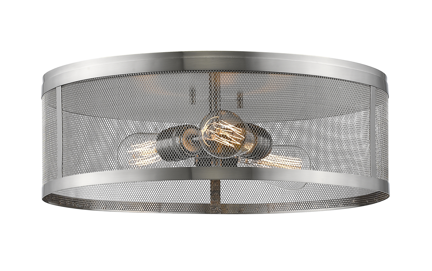 Three Light Flush Mount by Z-Lite - Meshsmith Collection, Brushed Nickel Finish - 331F18-BN