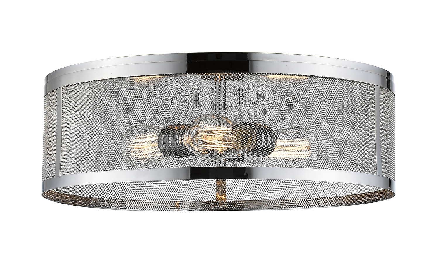Three Light Flush Mount by Z-Lite - Meshsmith Collection, Chrome Finish - 331F18-CH