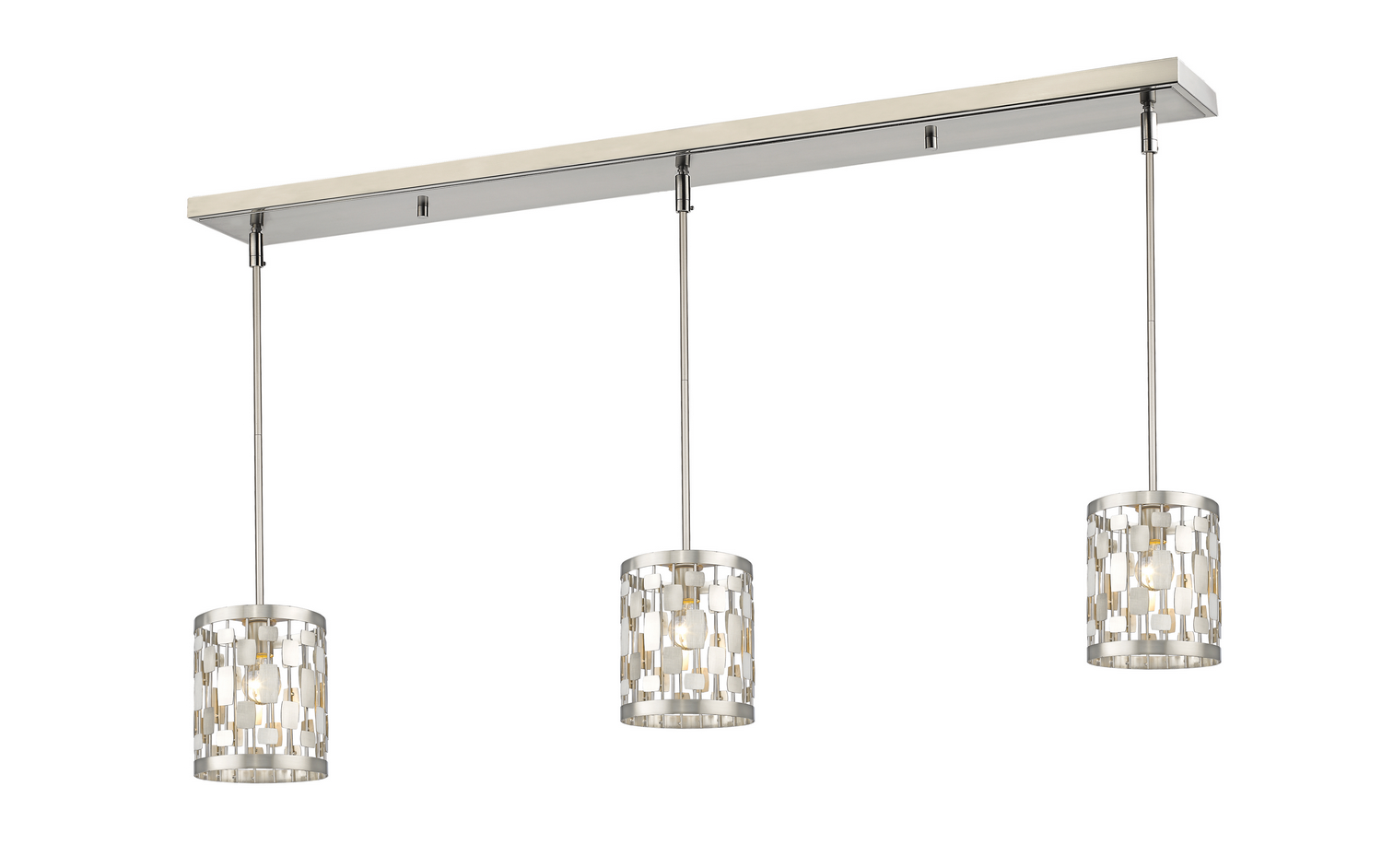 One Light Linear Chandelier by Z-Lite - Almet Collection, Brushed Nickel Finish - 430MP-3BN