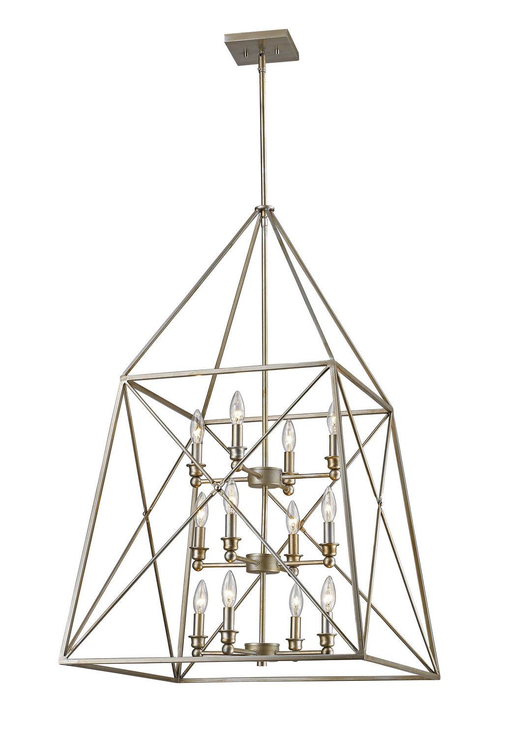 12 Light Chandelier by Z-Lite - Trestle Collection, Antique Silver Finish - 447-12AS