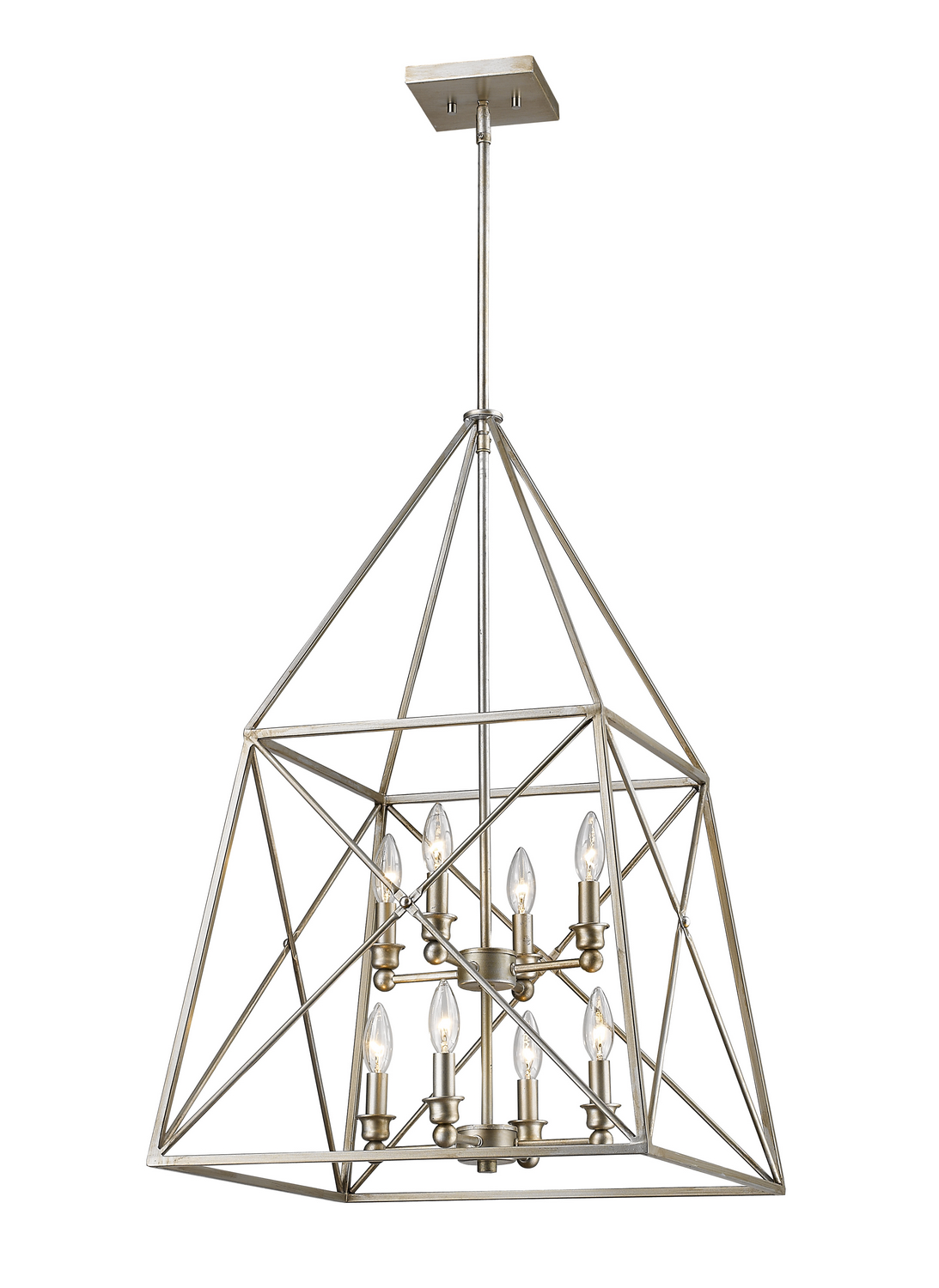 Eight Light Chandelier by Z-Lite - Trestle Collection, Antique Silver Finish - 447-8AS