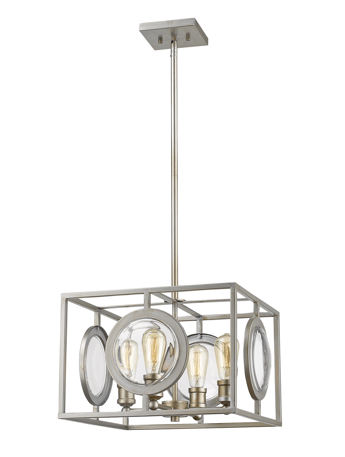 Four Light Pendant by Z-Lite - Port Collection, Antique Silver Finish - 448-16AS