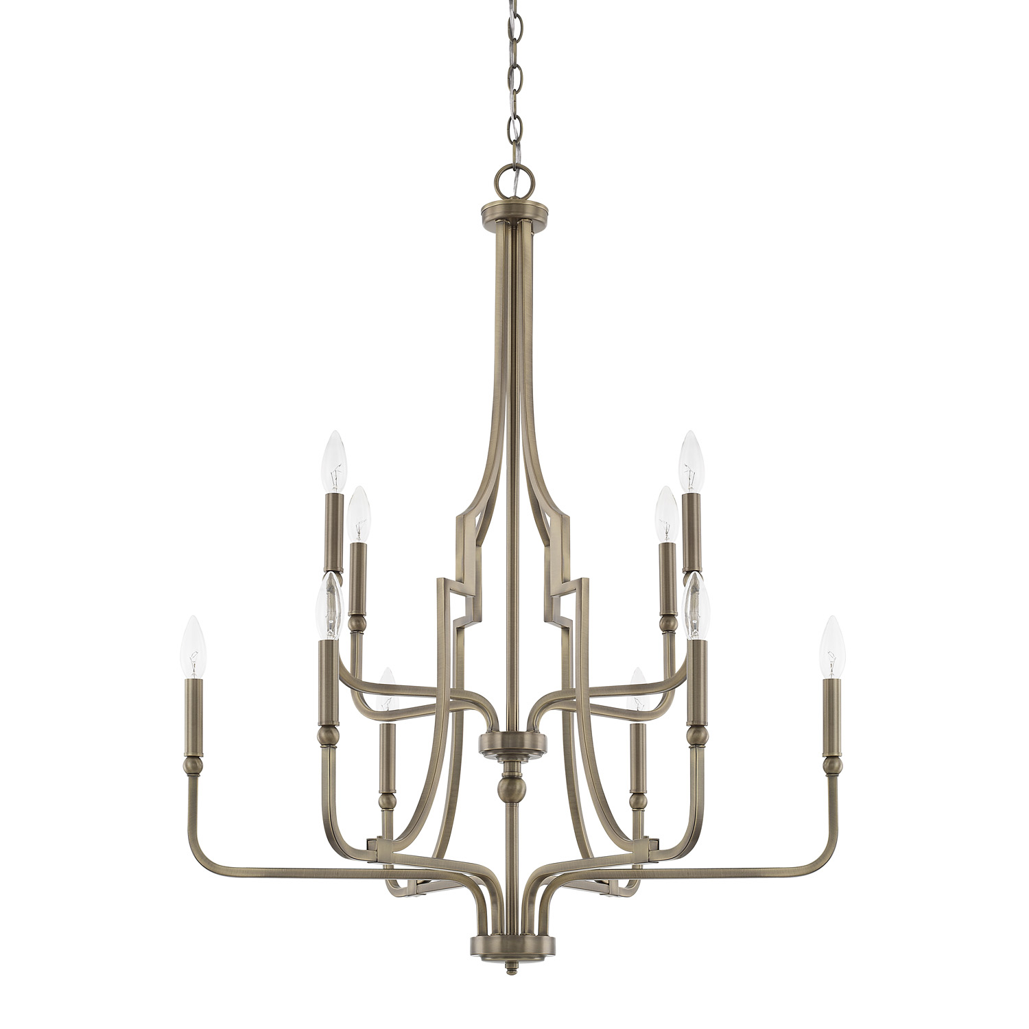 Capital Lighting Dawson Ten Light Chandelier in Aged Brass - 419391AD