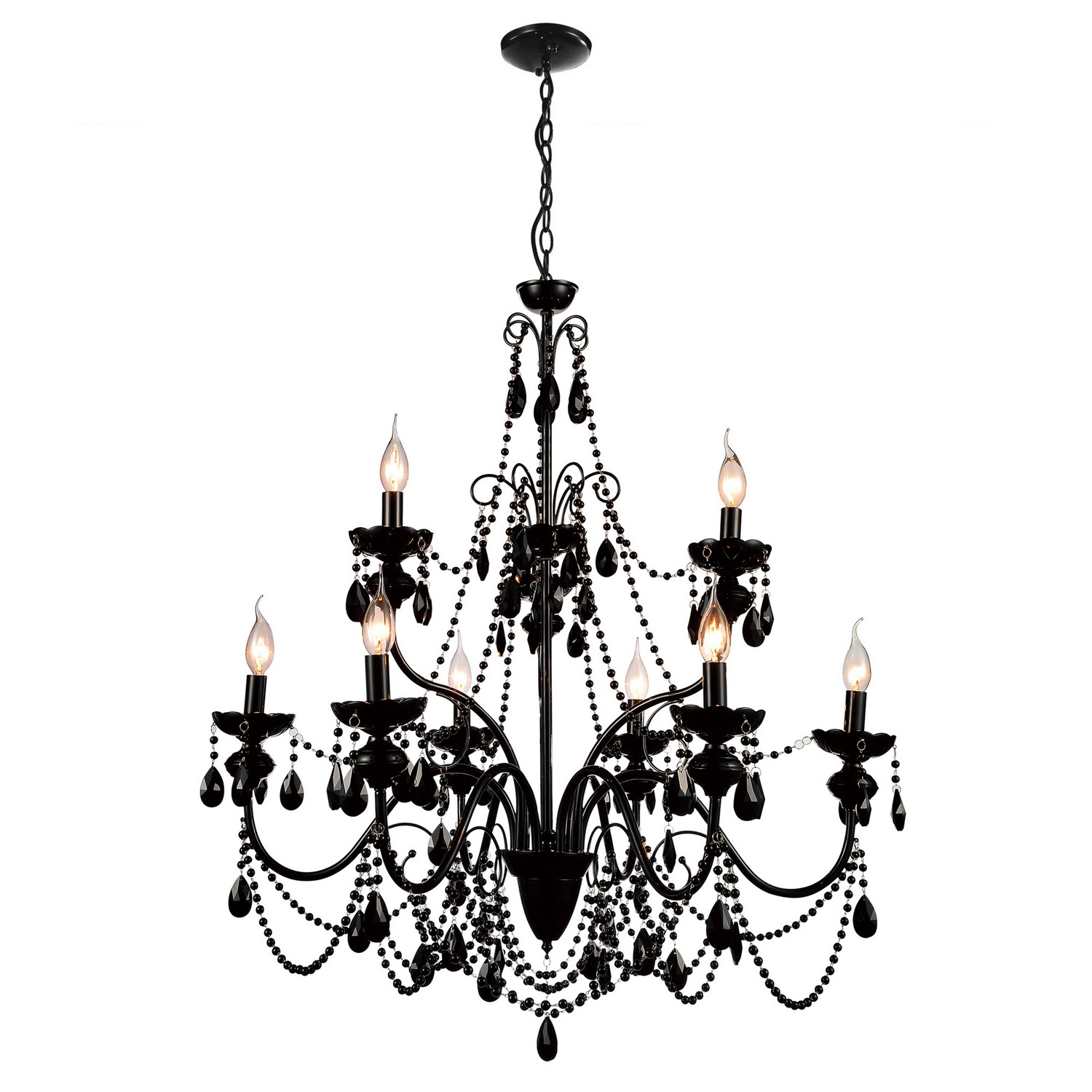 Black Nine Light Chandelier from the Keen Collection