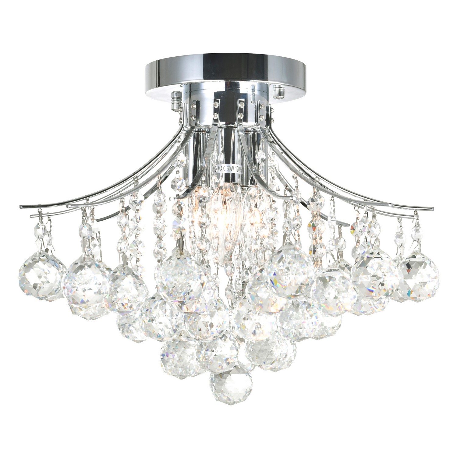 CWI Lighting 8012C16C Princess 4 Light 16 inch Chrome Flush Mount Ceiling Light