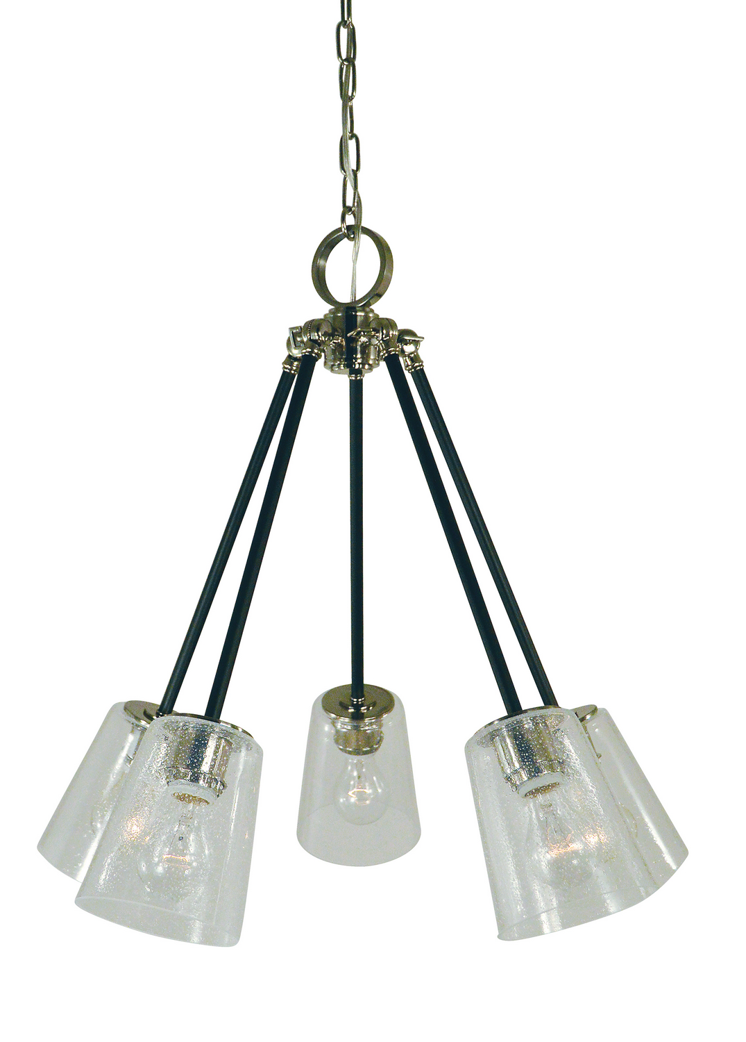 Framburg Felix Five Light Chandelier in Antique Brass with Matte Black Accents - 4999 AB/MBLACK