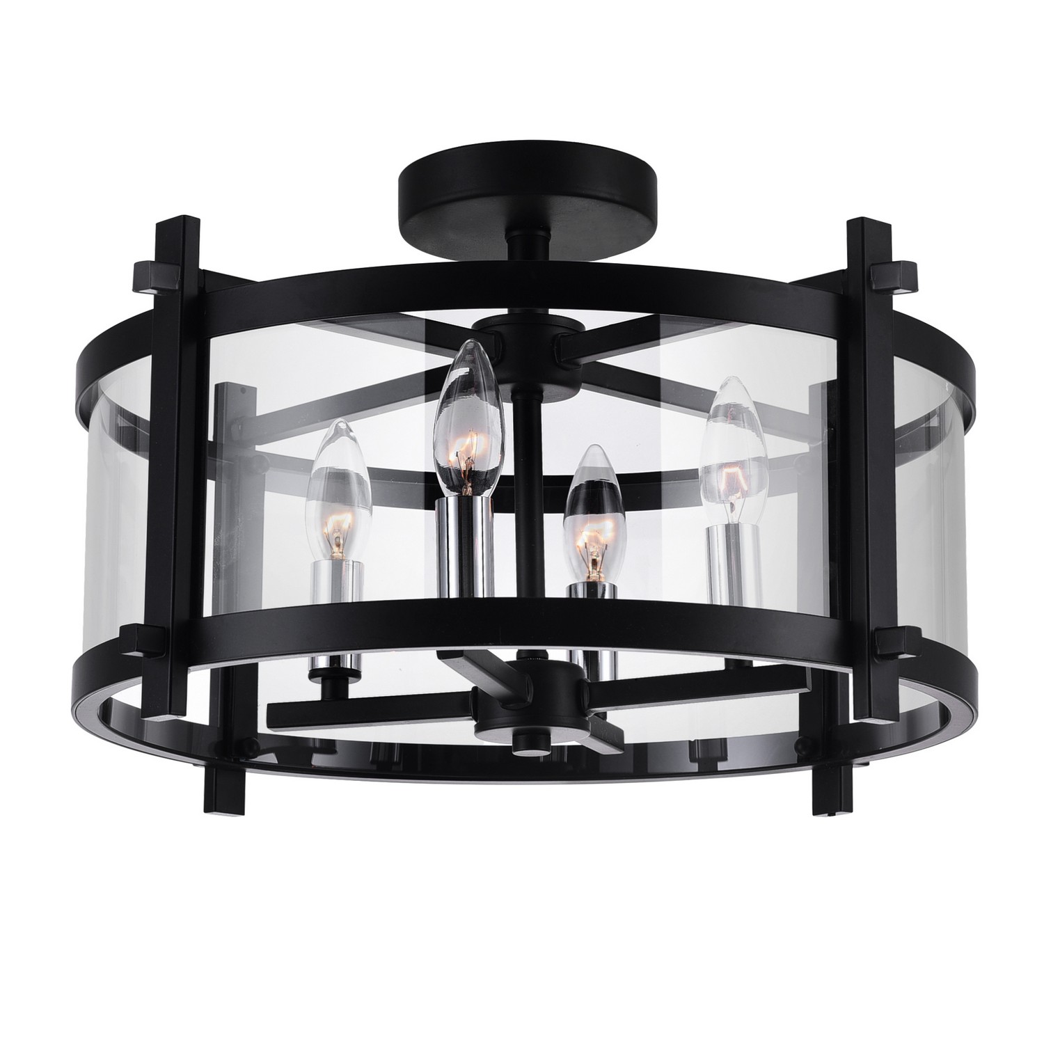 CWI Lighting 9827C18-4-101 Miette 4 Light 18 inch Black Cage Flush Mount Ceiling Light