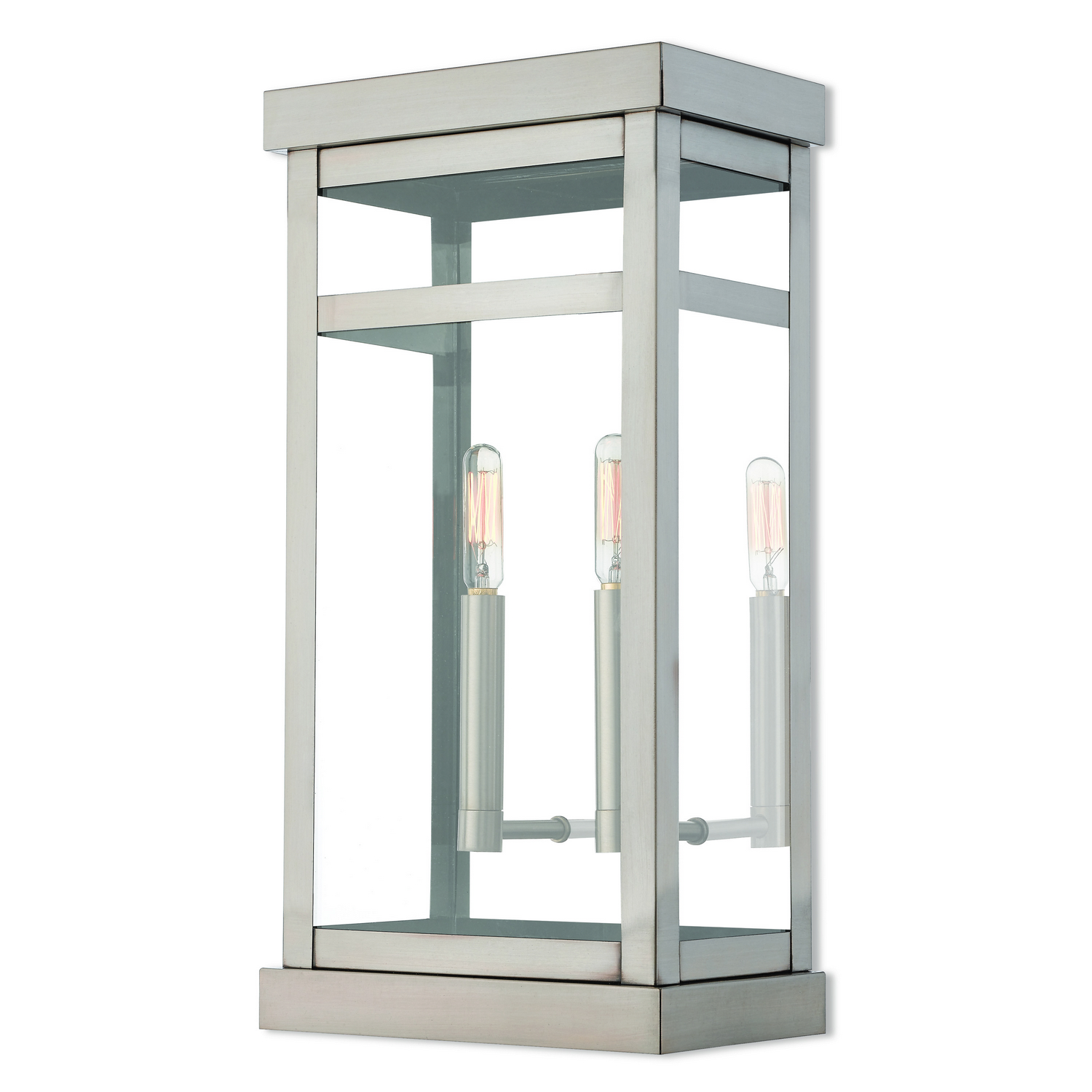 Photos - Chandelier / Lamp NICKEL Livex Hopewell 2-Light Outdoor Wall Lantern in Brushed w with Polished Chrome Stainless Steel 20704-91