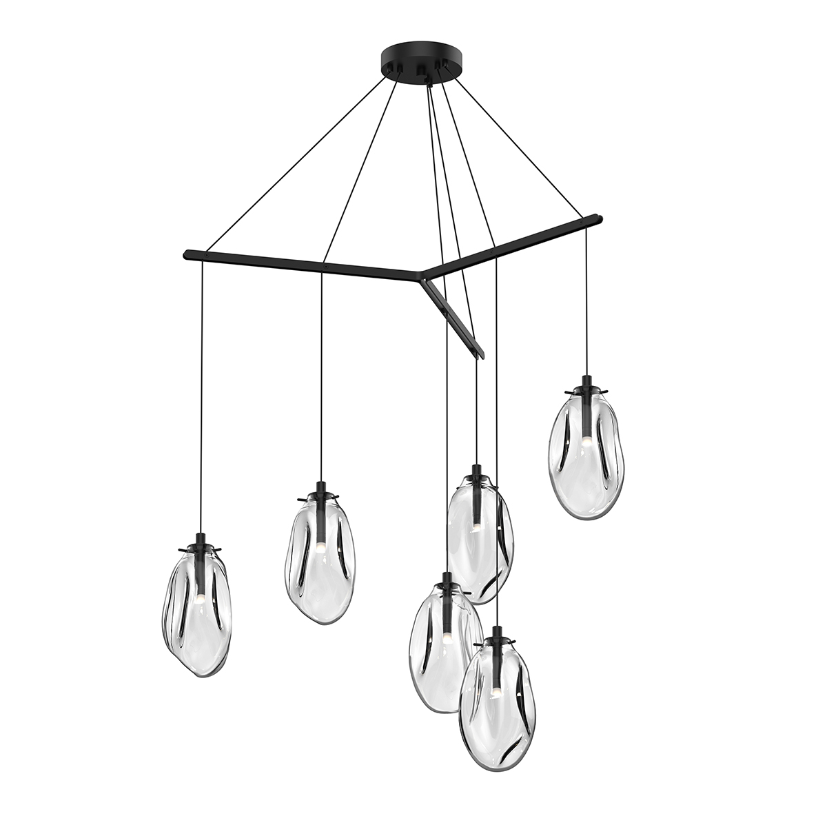 Satin Black LED Pendant from the Liquid Collection