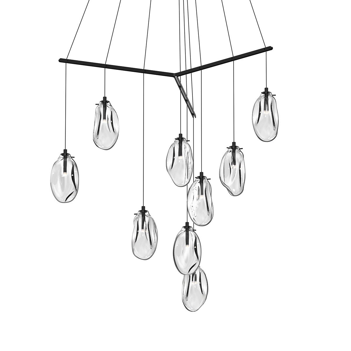 Satin Black LED Pendant from the Liquid Collection