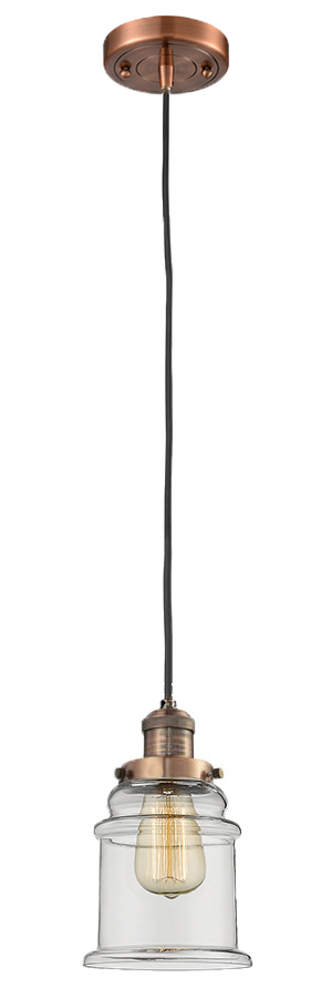 One Light Mini Pendant by Innovations - Franklin Restoration Collection, Antique Copper Finish - 201C-AC-G182