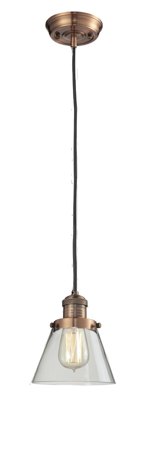 One Light Mini Pendant by Innovations - Franklin Restoration Collection, Antique Copper Finish - 201C-AC-G62
