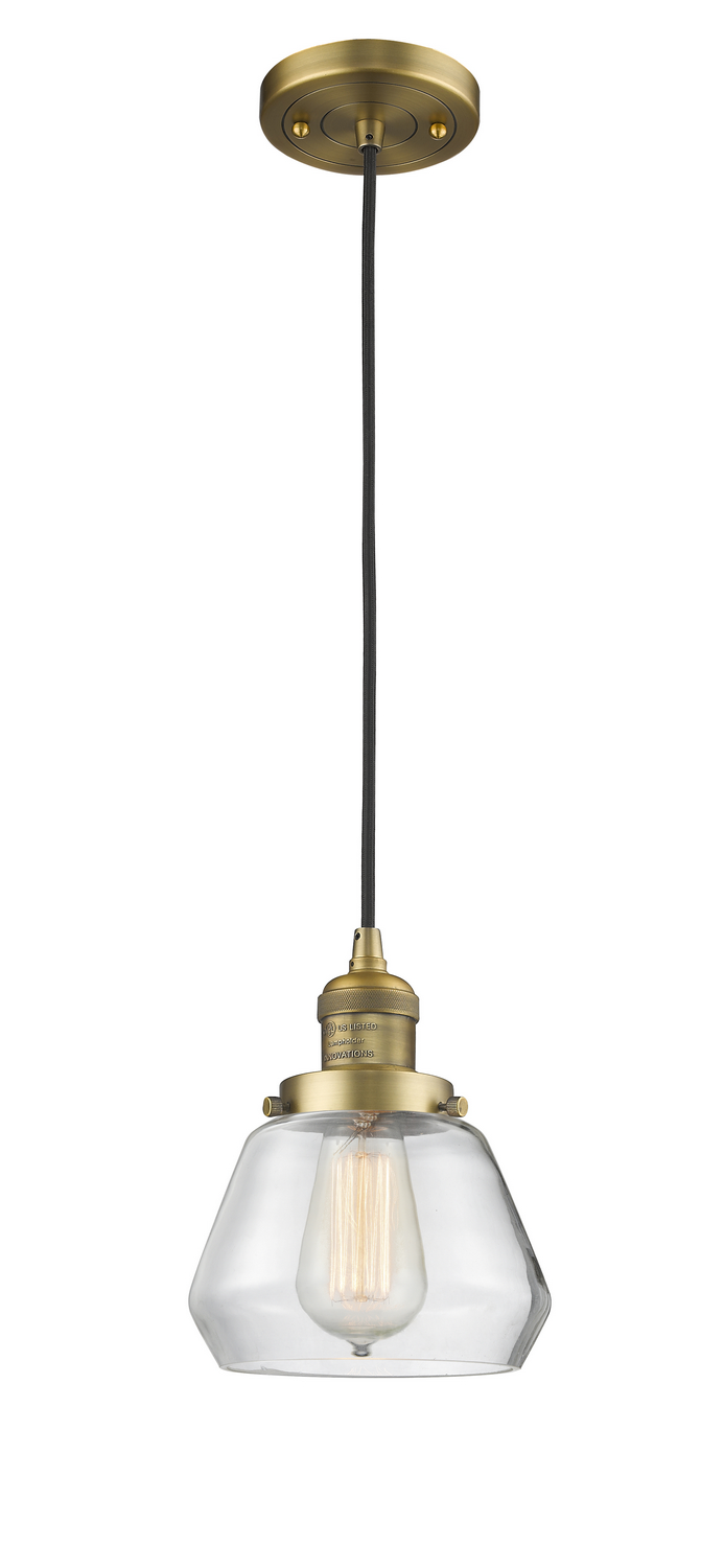 One Light Mini Pendant by Innovations - Franklin Restoration Collection, Brushed Brass Finish - 201C-BB-G172