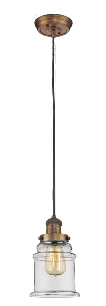One Light Mini Pendant by Innovations - Franklin Restoration Collection, Brushed Brass Finish - 201C-BB-G182