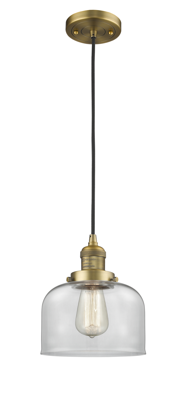 One Light Mini Pendant by Innovations - Franklin Restoration Collection, Brushed Brass Finish - 201C-BB-G72