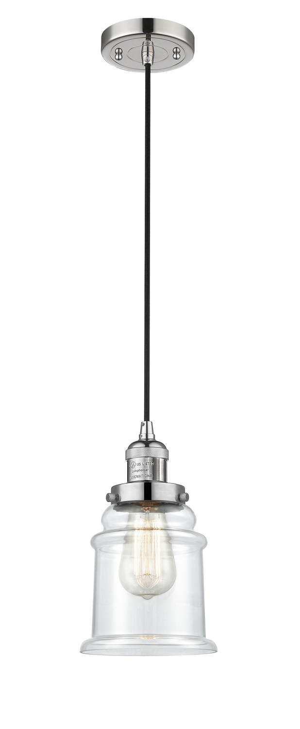 One Light Mini Pendant by Innovations - Franklin Restoration Collection, Polished Nickel Finish - 201C-PN-G182