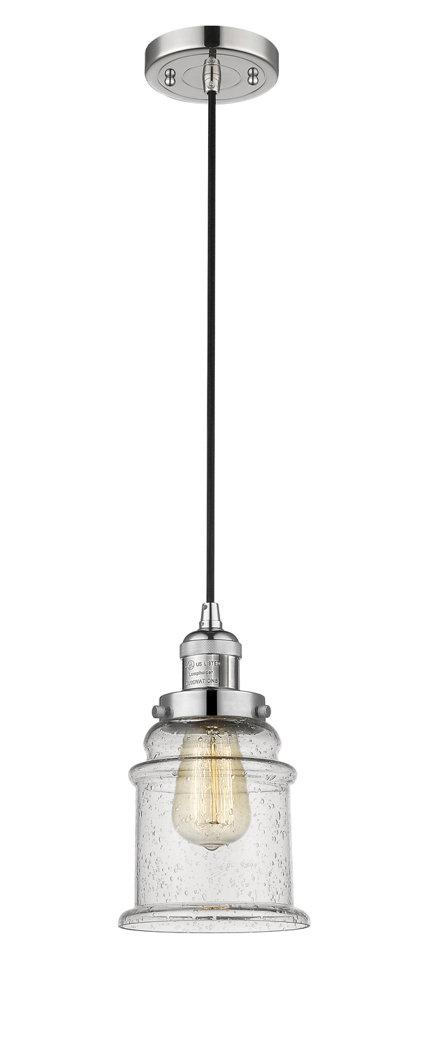 One Light Mini Pendant by Innovations - Franklin Restoration Collection, Polished Nickel Finish - 201C-PN-G184