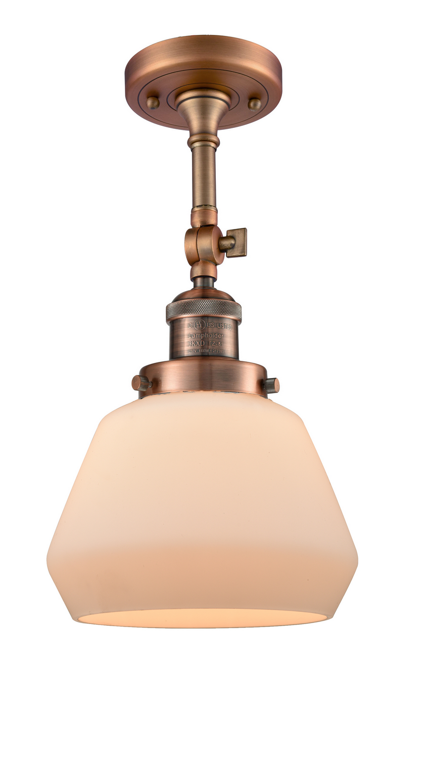 One Light Semi-Flush Mount by Innovations - Franklin Restoration Collection, Antique Copper Finish - 201F-AC-G171