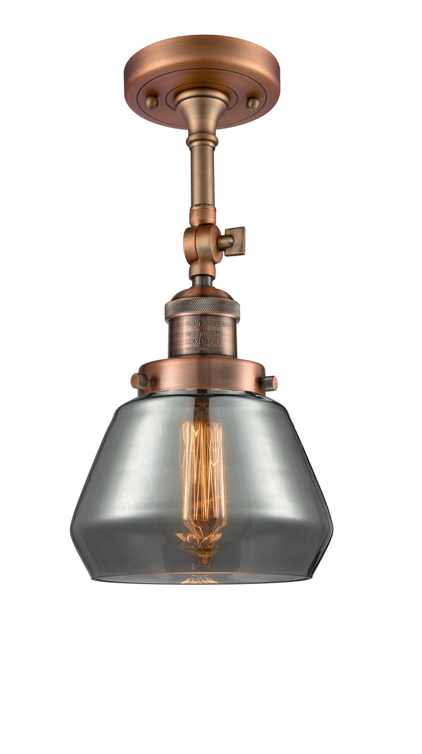 One Light Semi-Flush Mount by Innovations - Franklin Restoration Collection, Antique Copper Finish - 201F-AC-G173
