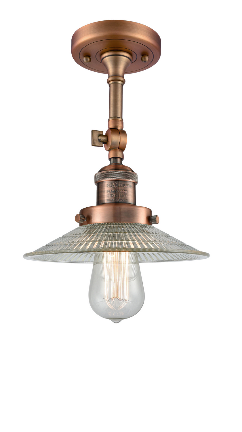 One Light Semi-Flush Mount by Innovations - Franklin Restoration Collection, Antique Copper Finish - 201F-AC-G2