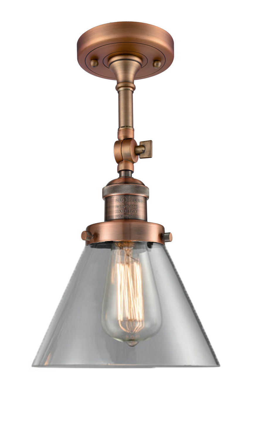 One Light Semi-Flush Mount by Innovations - Franklin Restoration Collection, Antique Copper Finish - 201F-AC-G42