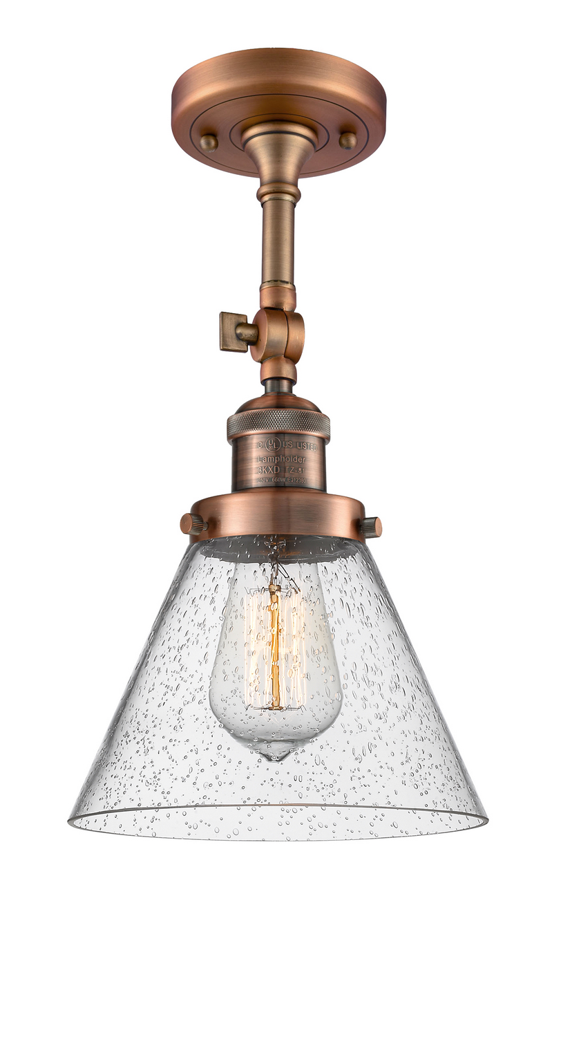 One Light Semi-Flush Mount by Innovations - Franklin Restoration Collection, Antique Copper Finish - 201F-AC-G44