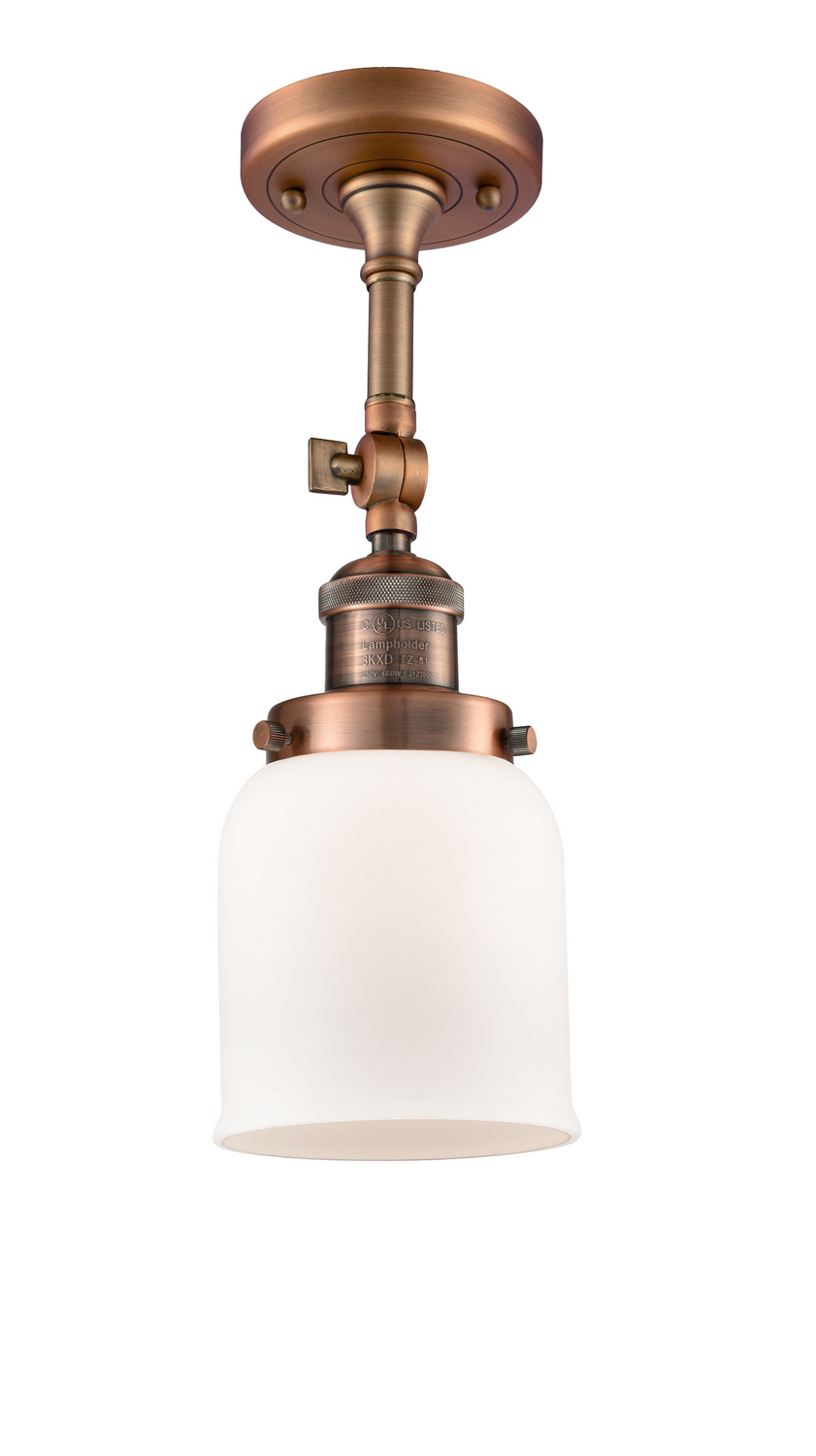 One Light Semi-Flush Mount by Innovations - Franklin Restoration Collection, Antique Copper Finish - 201F-AC-G51