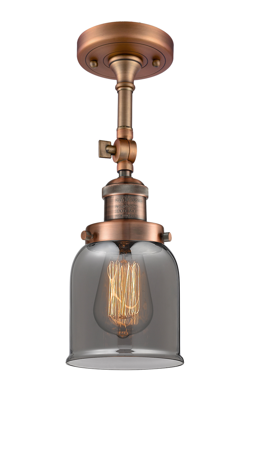 One Light Semi-Flush Mount by Innovations - Franklin Restoration Collection, Antique Copper Finish - 201F-AC-G53