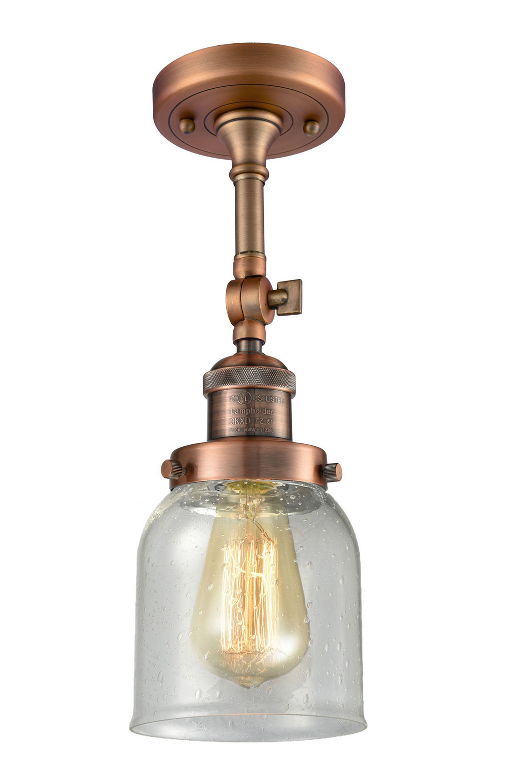 One Light Semi-Flush Mount by Innovations - Franklin Restoration Collection, Antique Copper Finish - 201F-AC-G54
