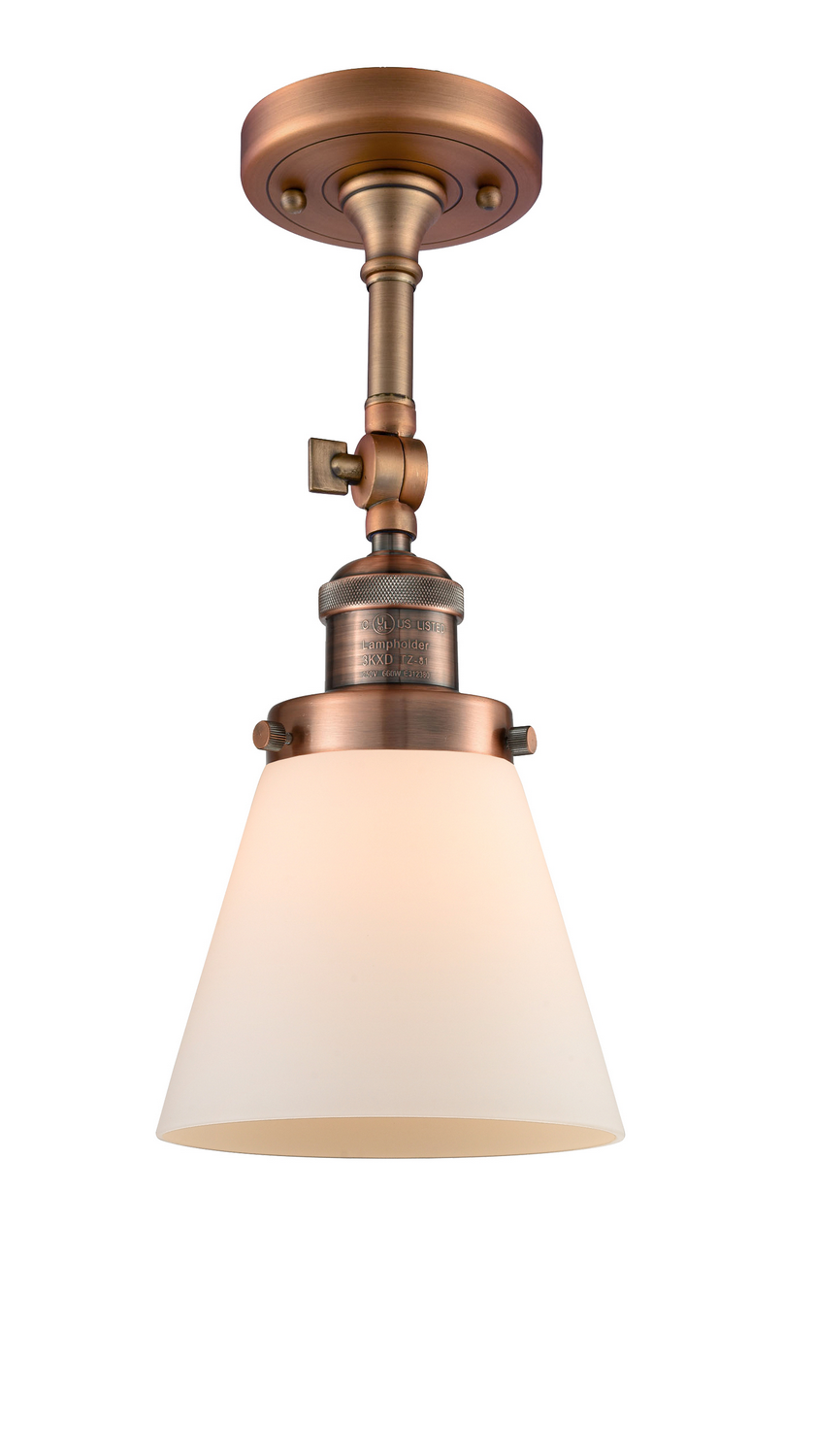 One Light Semi-Flush Mount by Innovations - Franklin Restoration Collection, Antique Copper Finish - 201F-AC-G61