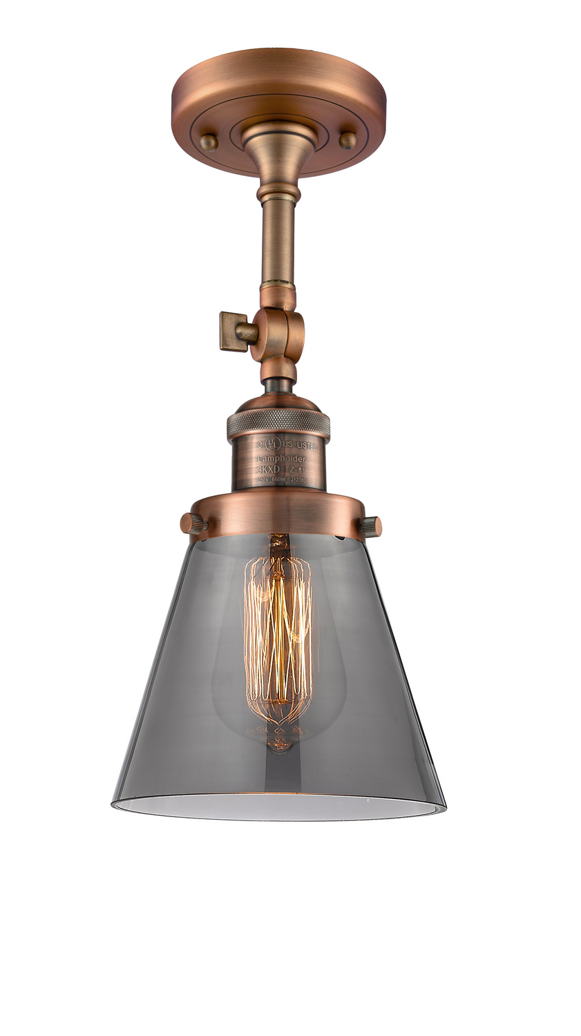 One Light Semi-Flush Mount by Innovations - Franklin Restoration Collection, Antique Copper Finish - 201F-AC-G63