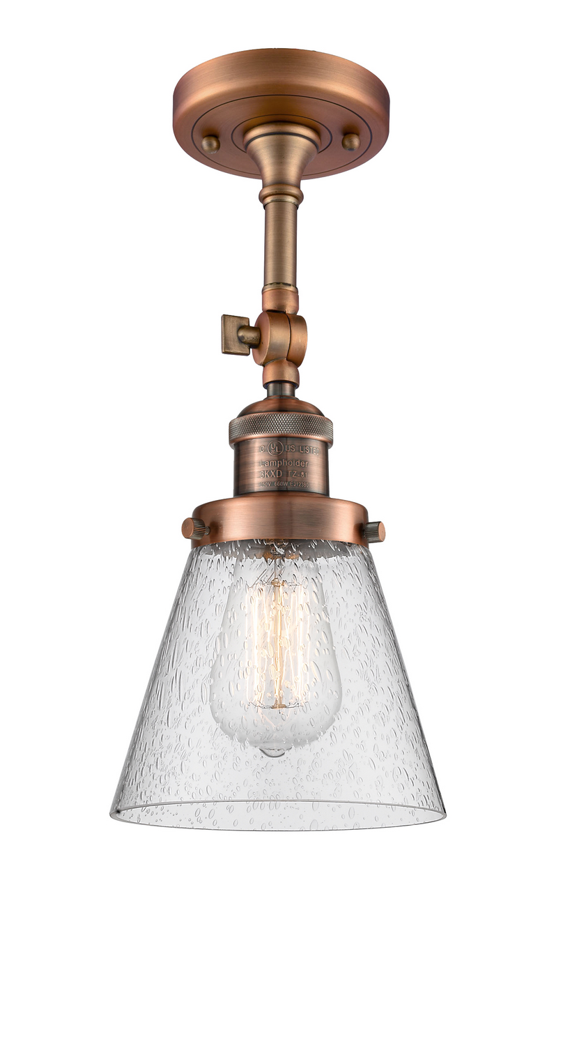 One Light Semi-Flush Mount by Innovations - Franklin Restoration Collection, Antique Copper Finish - 201F-AC-G64