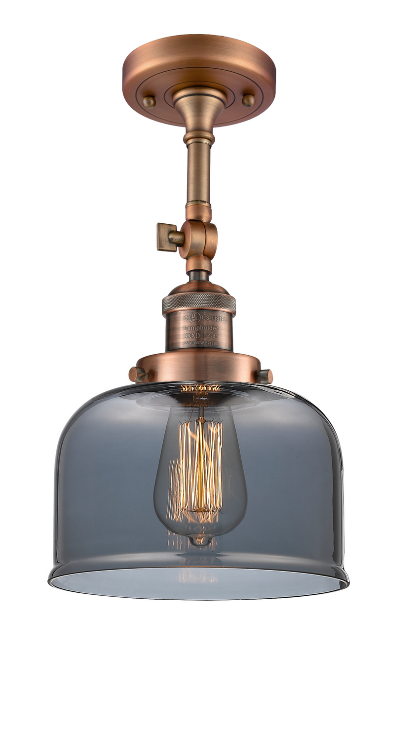 One Light Semi-Flush Mount by Innovations - Franklin Restoration Collection, Antique Copper Finish - 201F-AC-G73