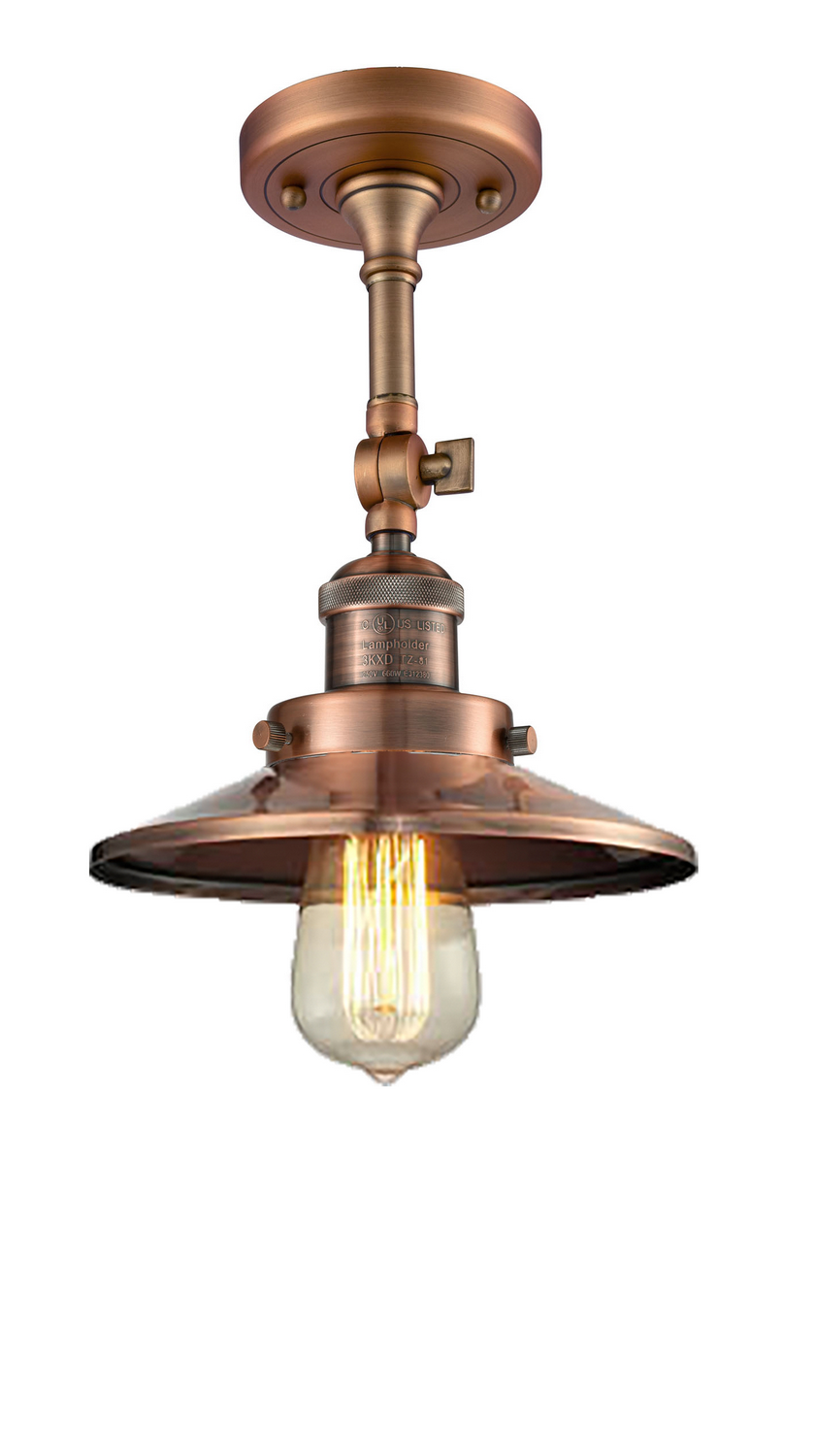 One Light Semi-Flush Mount by Innovations - Franklin Restoration Collection, Antique Copper Finish - 201F-AC-M3